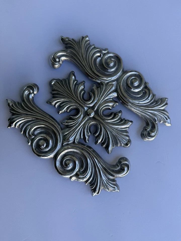 Vintage Ornate Silver-Tone Trivet | Rococo Style Hot Plate Stand | Baroque  - Image 2 of 3