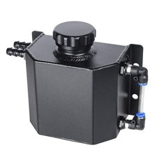 Coolant Reservoir Tank, 1L Universal Radiator Overflow Tank Aluminum Black