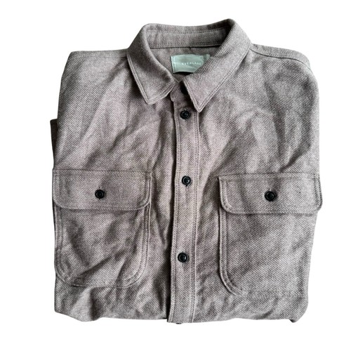 Everlane The Heavyweight Overshirt Mens LARGE Brown Flannel Pockets Long Sleeve - Picture 4 of 6