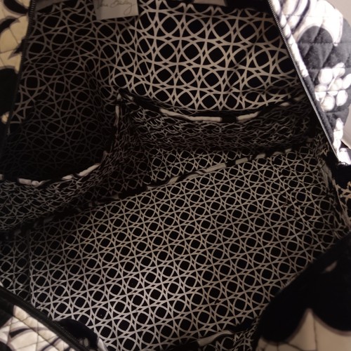 Vera Bradley Grand Overnight Tote Bag Pockets Shoulder Strap Black, White, N... - Picture 5 of 11