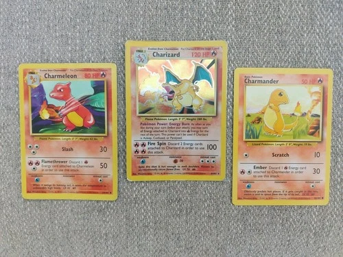 Pokémon TCG Base Set Charizard 4/102 Holo Unlimited Rare Charmeleon & Charmander