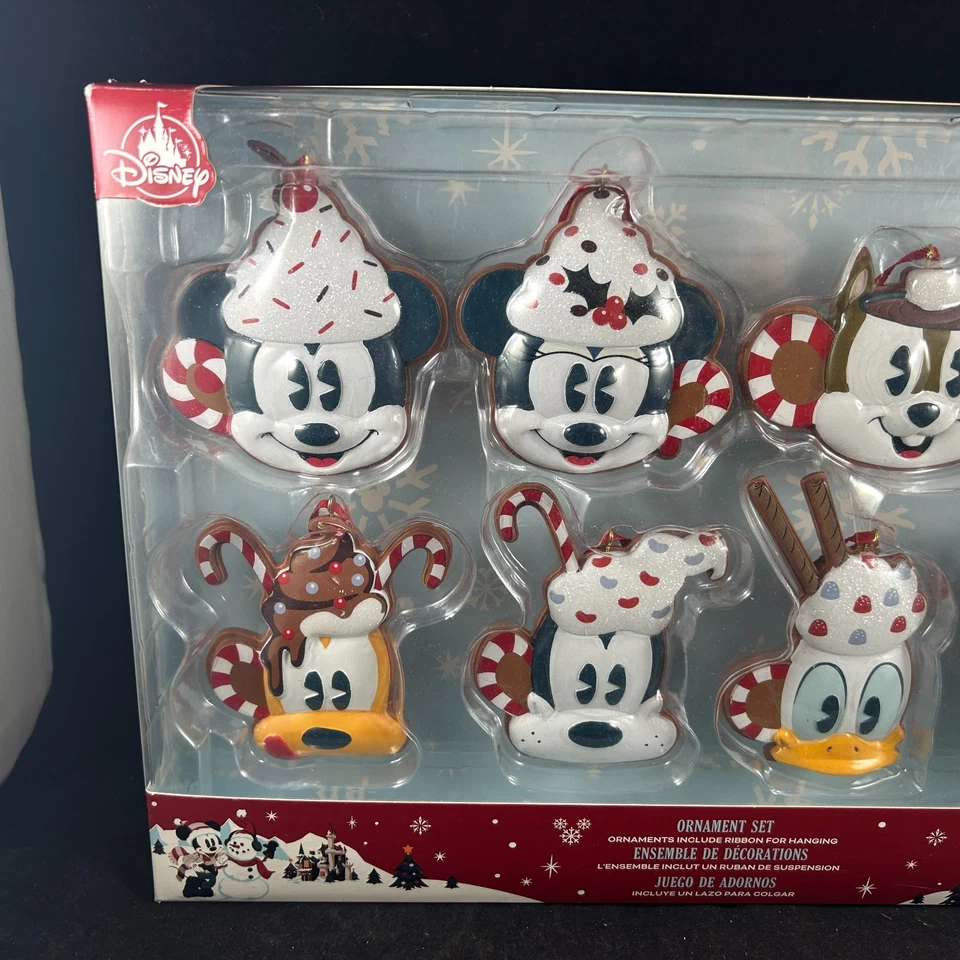 2021 DISNEY PARKS HOT COCOA FIGURE CHRISTMAS 8 ORNAMENT SET MICKEY GOOFY PLUTO + - Image 2 of 4