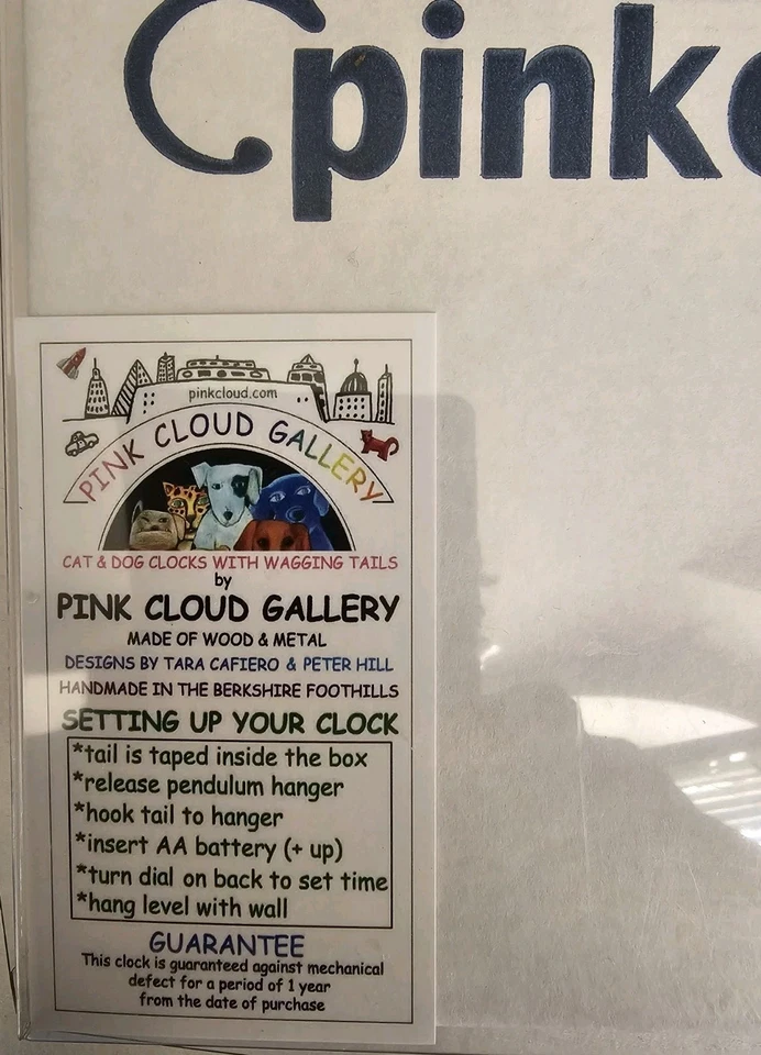 Black Cat Swinging Tail Pink Cloud Gallery Wall Clock Hand Painted Moving - Image 4 of 4