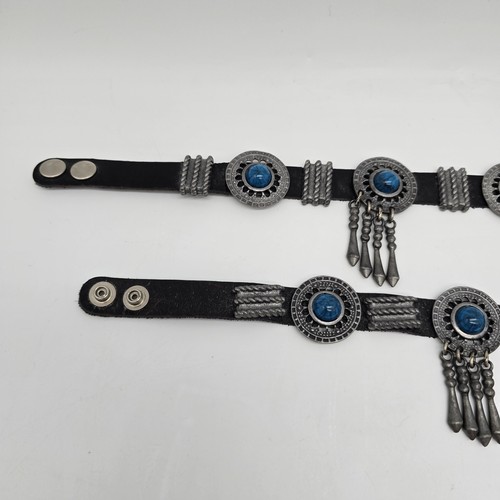 Boot Straps Leather Beaded Western Biker Cowboy Cowgirl Concho Stage Wear - Picture 3 of 6