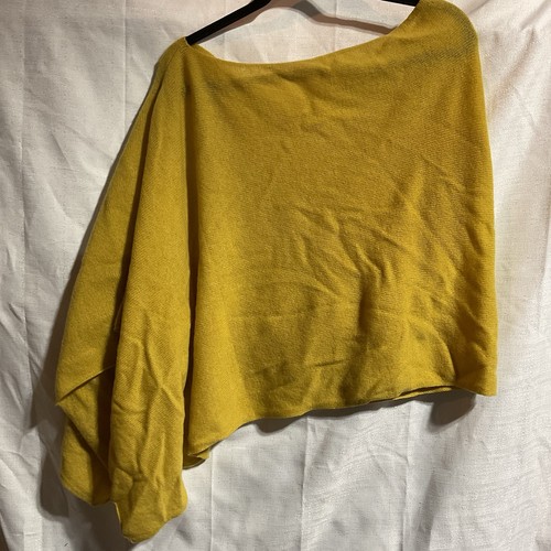 IN CASHMERE Chartreuse Drapierter Pullover Poncho Kaschmir One Size Brandneu - Bild 2 von 10