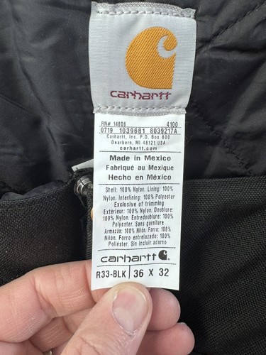 Carhartt R-33 Insulated Bib Overalls Black Size 36x32 (WCP032748) - Bild 5 von 7