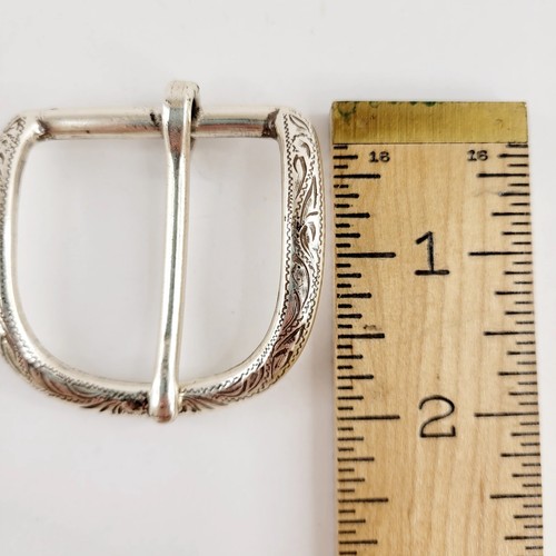 Hebilla de cinturón grabada de 2" simple plateada vintage para mujer usada estilo occidental - Imagen 6 de 6