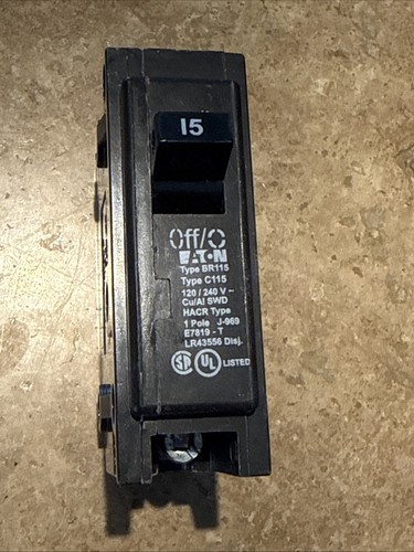 Eaton BR115 15Amp Single Pole Standard Trip Circuit Breaker - Picture 1 of 7