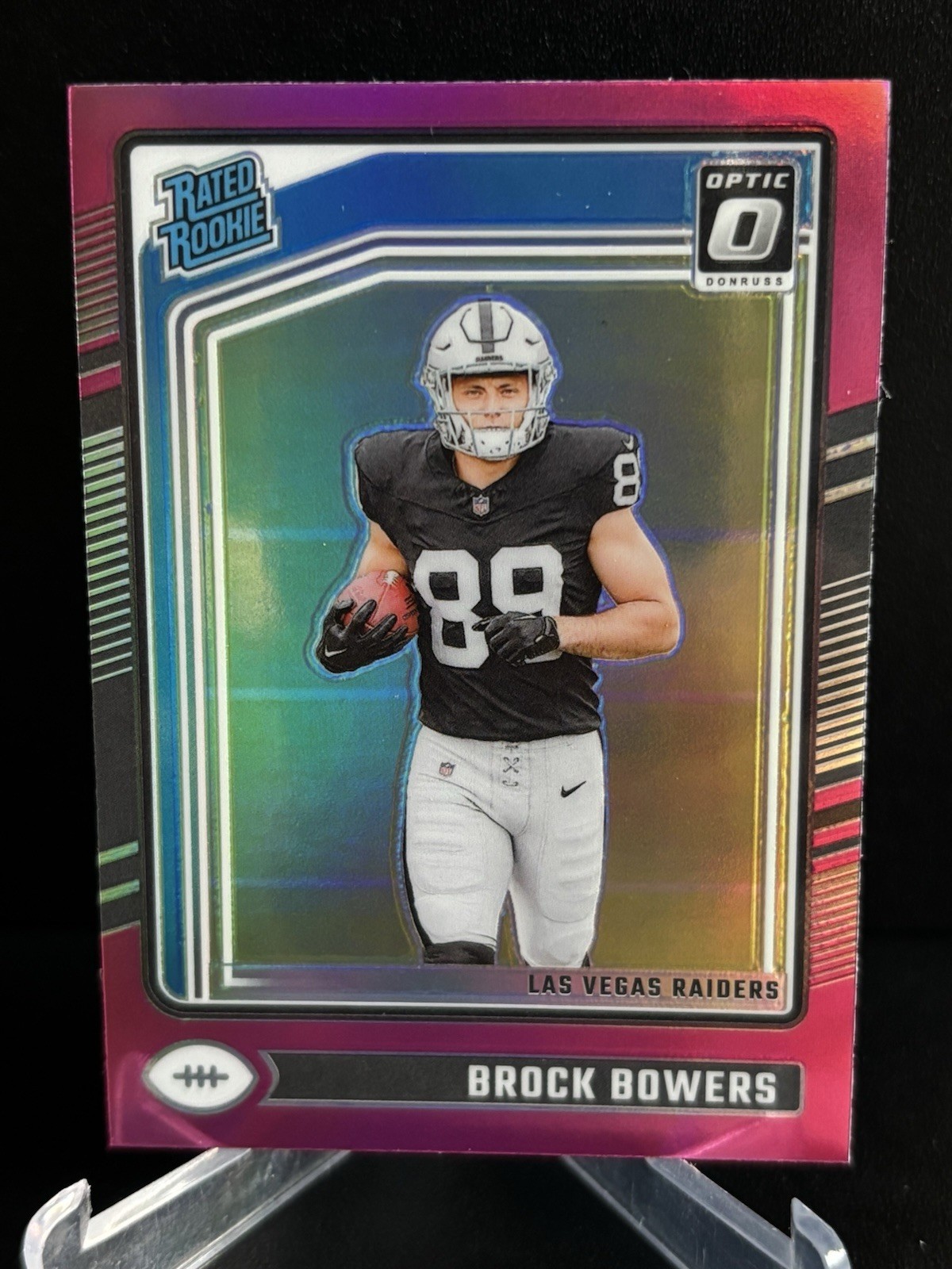 2024 Panini Donruss Optic - Rated Rookie Brock Bowers #215 Pink Prizm (RC)