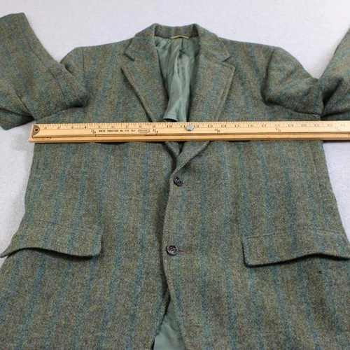 Vintage Harris Tweed Blazer Mens 42 Green Stripe Wool Sport Coat Heritage READ image 9