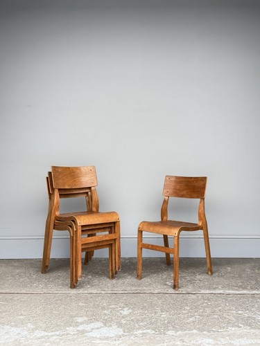 50 Available - Vintage Restored Plywood Stacking Chairs - Cafe Bar Restaurant