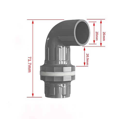 ID 20mm - 50mm PVC Pipe Fitting Elbow 90° Tank Connector Bulkhead for Aquarium - Picture 25 of 34