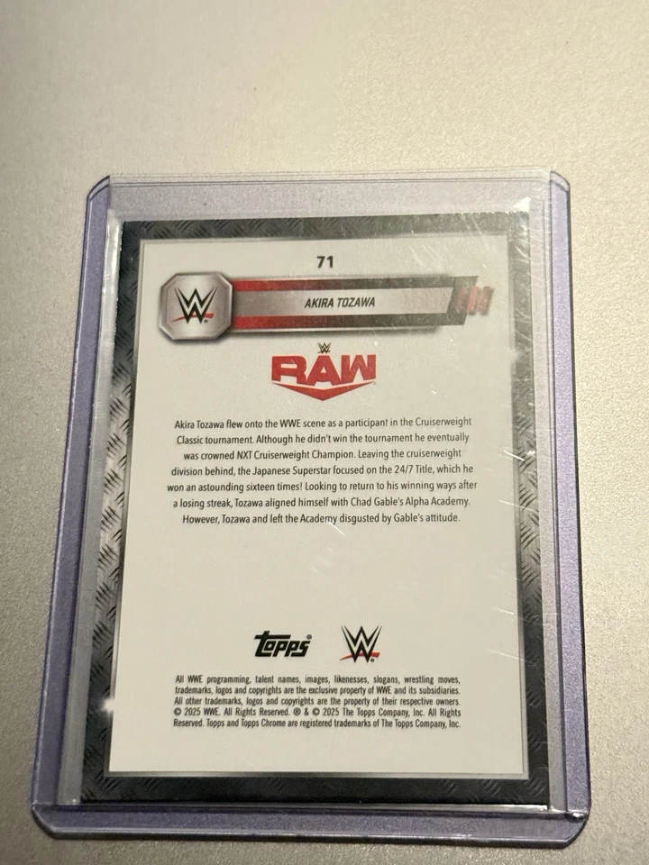 2025 Topps Chrome WWE Akira Tozawa Red White & Blue Refractor 76 /85 #71 - Image 2 of 2