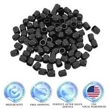 New Black 100Pcs Plastic Car Tire Rim Valve Stems Wheel Tyre Air Caps Dust Cover