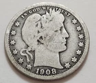1908-O Barber Quarter • 90% Silver • Circulated • As Shown • Solid Coin      X77