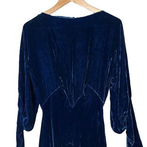 Vintage 30er 30er Jahre blau Samt Maxikleid Kleid NRA Etikett Etikett - Bild 5 von 19