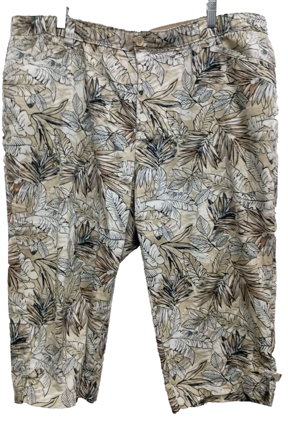 Liz & Me For Catherine Capri Pants Womens 1X Leaf Print Vacation Cottagecore