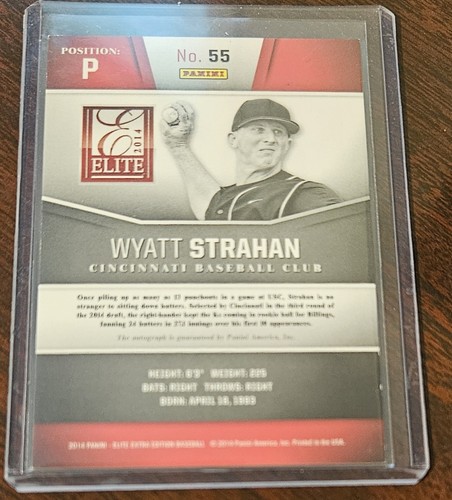 2014 Panini Elite Extra Edition Prospects Green Ink /10 Wyatt Strahan #55 Auto - Picture 2 of 2