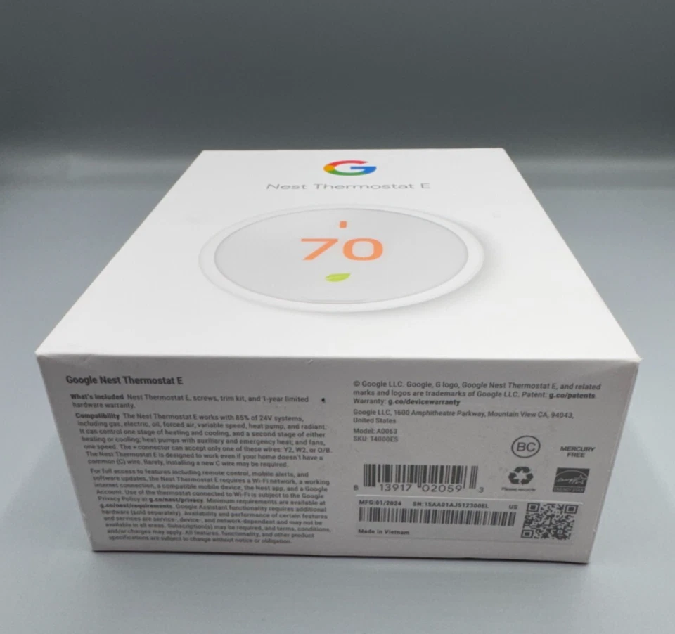 Google Nest Termostato E T4001ES Termostato Programable - Blanco Foto 2 de 3