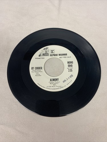 RY COODER – Alimony 45 RPM ProMotion Copy - 7" EP Reprise Records 1970 Vintage - Picture 6 of 11
