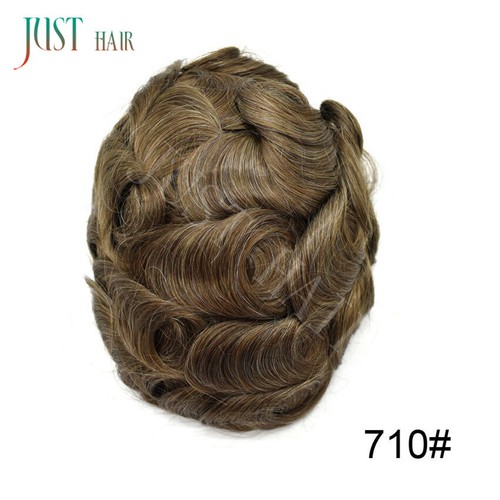 Fine mono Mens toupee hairpiece poly skin Human hair system replacement men wig - Picture 68 of 75