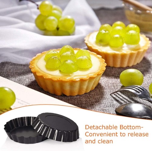 6 Pack 4 Inch Mini Tart Pan Set with Removable Bottom Mini Pie Pans - Picture 3 of 4