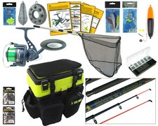 Complete Sea Fishing Kit Fishing Rod & Reel Seat Tackle Box Net Sea Tackle Set
