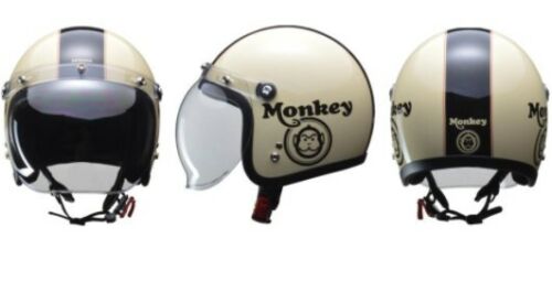 HONDA MONKEY Original Open-Face Helmet Bubble Shield Ivory × Black Size L - Picture 2 of 6