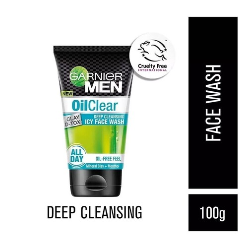 Garnier Men Oil Clear Clay D-Tox Deep Cleansing Icy Face Wash 100 Gm