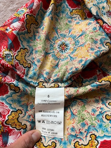 Anthropologie KAS Blouse Shirt Womens Size 6 satin Side zip Paisley floral - Picture 6 of 11