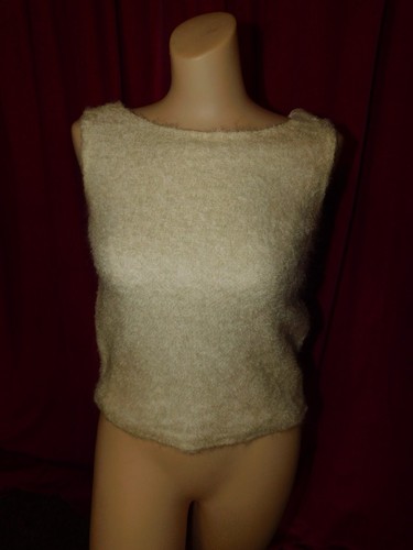 Vintage White  Crop Tank Blouse Shirt Top Bust 36" - Picture 2 of 7