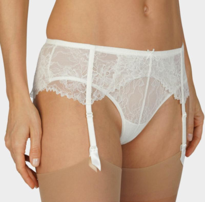 Strapsgürtel Champagner Elfenbein Blumen Spitze Strumpfband Luxus Dessous Brautmode
