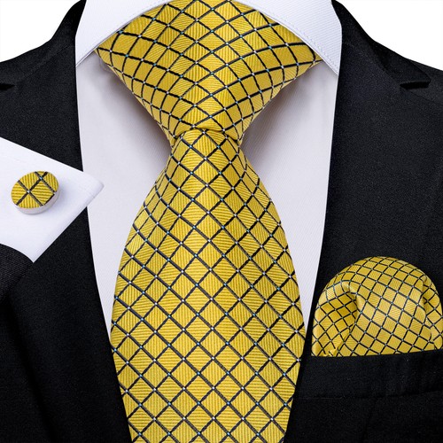 USA Mens Silk Tie Striped Solid Paisley Necktie Hanky Cufflink Set Wedding New - Picture 104 of 118