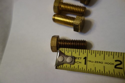 (Quantity of 10) Hex Head Solid BRASS Bolts Screws 3/8-16 x 1" - Picture 3 of 5