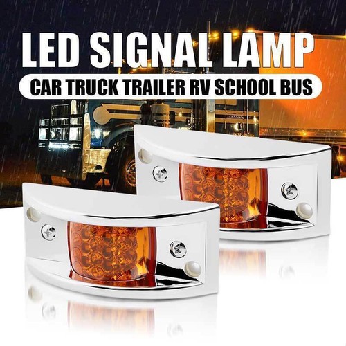 2-30pcs Amber Red 12-LED Sealed Chrome Side Marker Light Truck Trailer Clearance - Foto 3 di 34