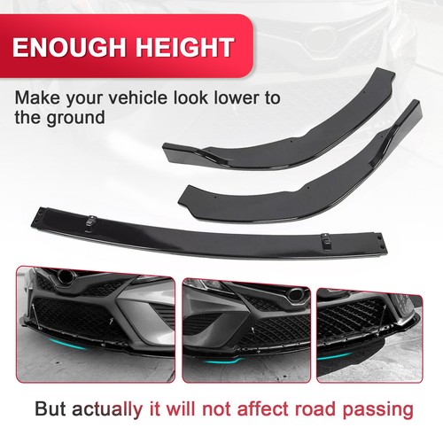 HECASA Front Bumper Lip Splitter For Toyota Camry 2018-2020 SE XSE Gloss Black - Picture 4 of 21