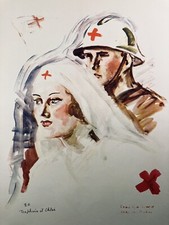 Rare Libération de Paris 1944 Croix Rouge Résistance FFI Chloé Rare Gravure WW2