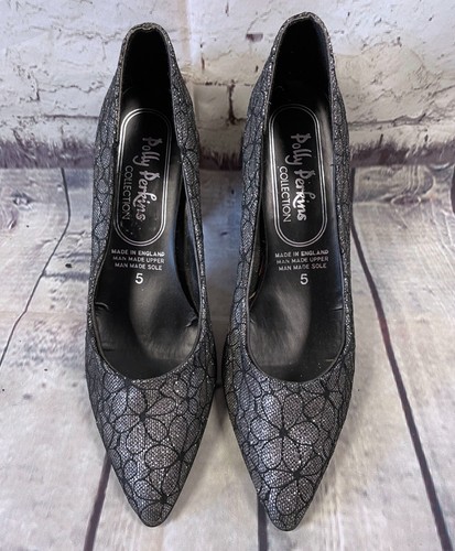 Vintage Silver Heels | 70s Lace Stilettos | UK 5/EU 38 | Vintage Shoes | Retro - Picture 3 of 7