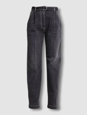 【Peter Do】 Straight Leg Pants Black 42 $790 PETER DO Women's Black Pleated Straight-Leg Belted Jeans Size