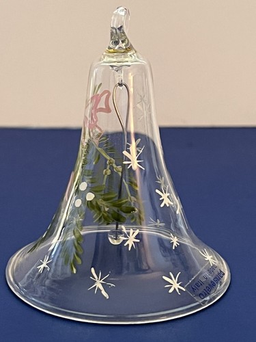 Parise Vetro Clear Glass Bell Ornament Hand Painted Floral Design 1984 Italy - Picture 7 of 14