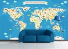 3D Animal World Map K1199 Wallpaper Mural Self-adhesive Removable Sticker Panda