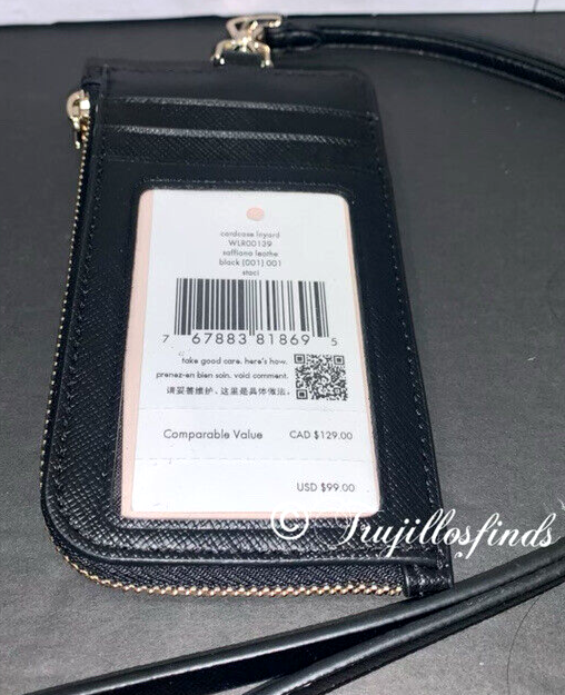 Buy Kate Spade Staci Black Leather Card Case Lanyard