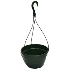 KOBA Green 11" Traditional Trench-Tek Plastic Hanging Basket - Flower Pot 
