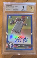 2018 Bowman Chrome Prospects Auto Blue Ref McKenzie Mills #51/150 BGS 9 Mint