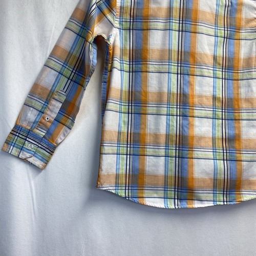 Old Navy Plaid Collared Button Up Linen Shirt Boys Medium Orange/Blue/White Used - Picture 13 of 19