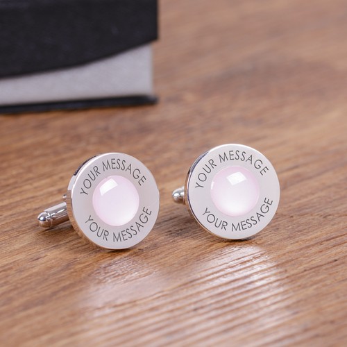 Gemelos personalizados con acabado plateado de colores - Grabados para hombre regalo en estuche - Imagen 5 de 22
