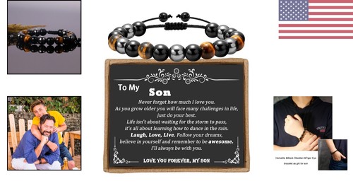 Mamas Liebe Armband für Sohn | Hypoallergen Edelstein Geschenk mit Liebeskarte - Bild 2 von 8