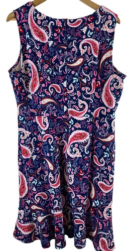 Talbots Petite Paisley navy pink red Dress Size XLP Floral Swirl Sleeveless nwot - Picture 6 of 9