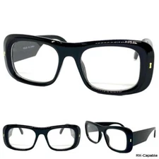 Men's Classic Vintage Retro Style Clear Lens EYE GLASSES Large Thick Black Frame