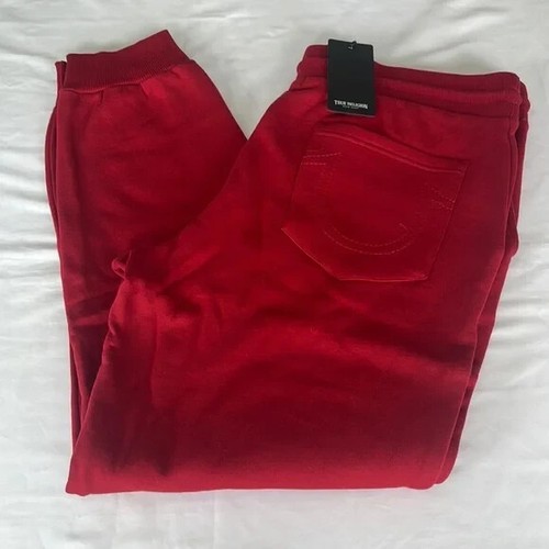 True Religion Tunnelzug Fleece Jogginghose Rot Dahlie Größe XL Neu mit Etikett - Bild 3 von 10